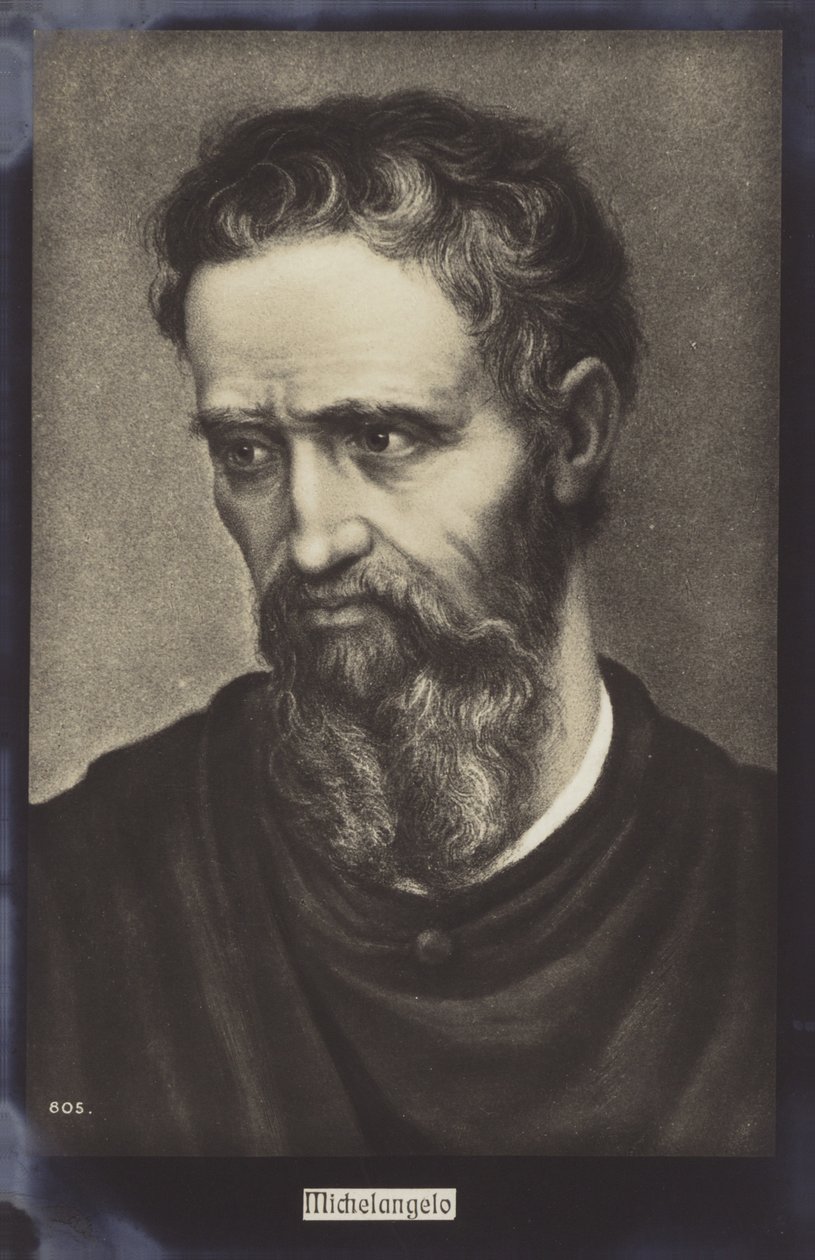 Miguel Ángel, escultor, pintor y arquitecto italiano (litografía) de Italian School