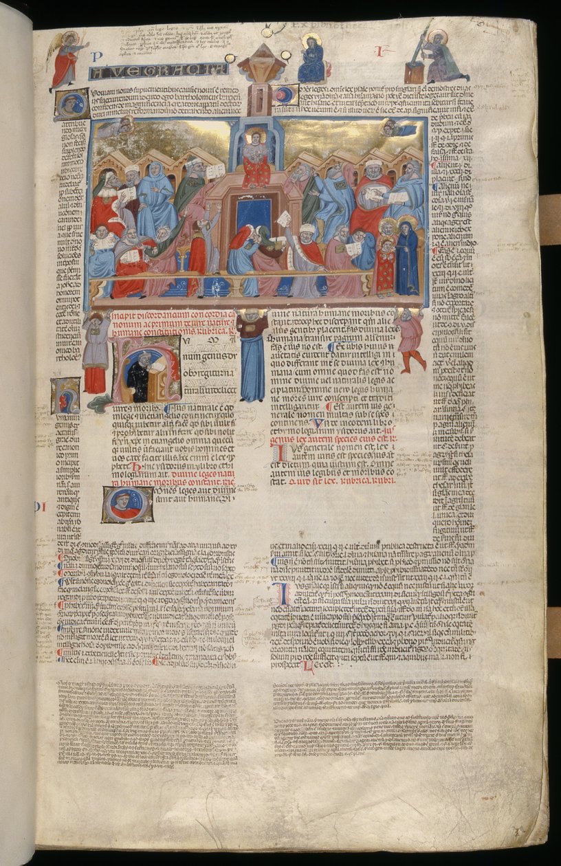 Cristo en el Templo, miniatura del Decreta cum Apparatu Ioannis Andreae Laurentii de Italian School