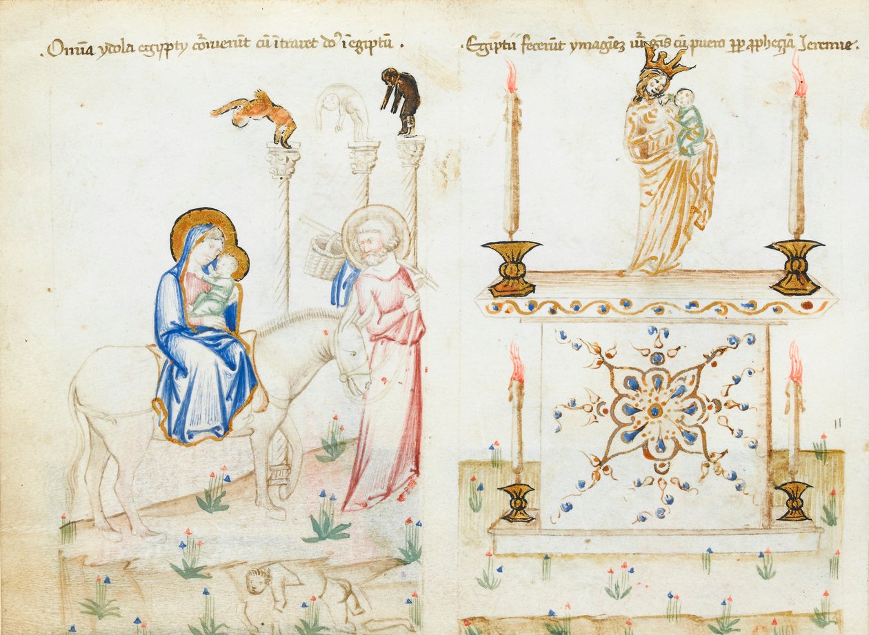 Ms 43-1950 fol.3v La Huida a Egipto, del Speculum Humanae Salvationis de Italian School
