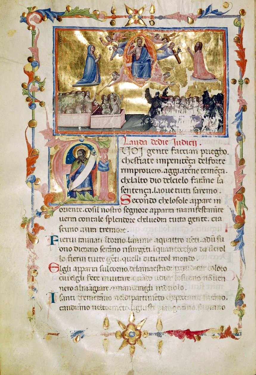 Ms. B.R. 19, c. 62b, de Laudi Spirituali por la Compañía de San Gil de Italian School