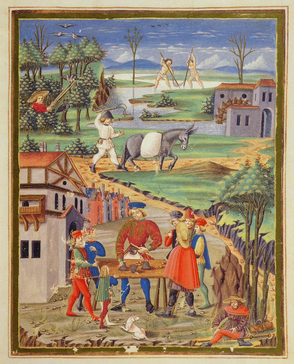 Sra. "De Sphaera" fol.13r Trabajo y juego en el campo de Italian School