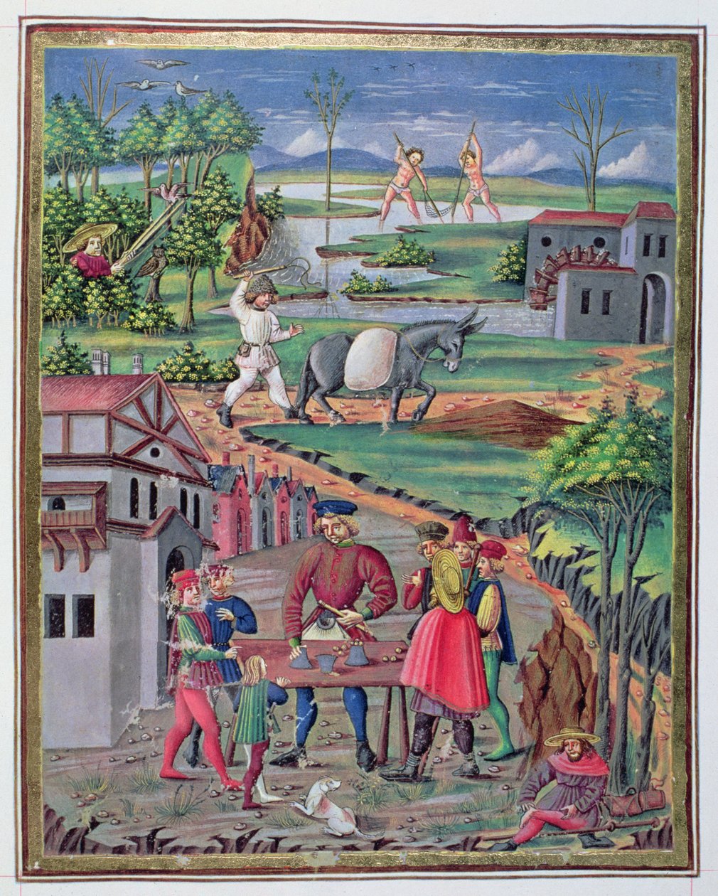 Sra. "De Sphaera" fol.13r Trabajo y juego en el campo de Italian School
