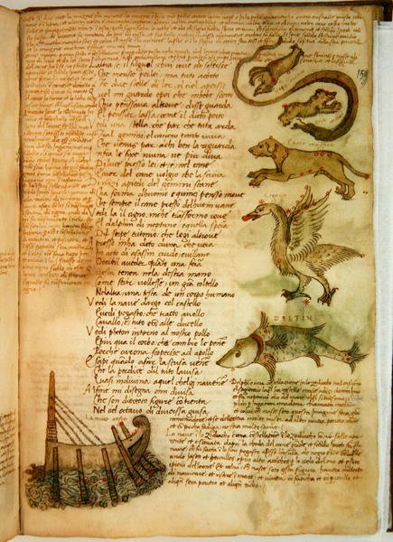 Ms Ital 483 P.4.7 f.159r Constelaciones, del "Dittamondo" de Fazio degli Uberti (vitela) de Italian School