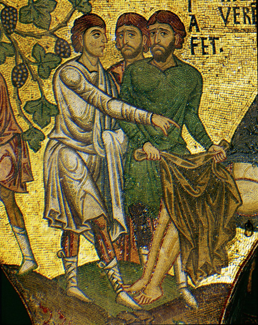 Los hijos de Noé cubriendo a su padre borracho ... (mosaico) de Italian School