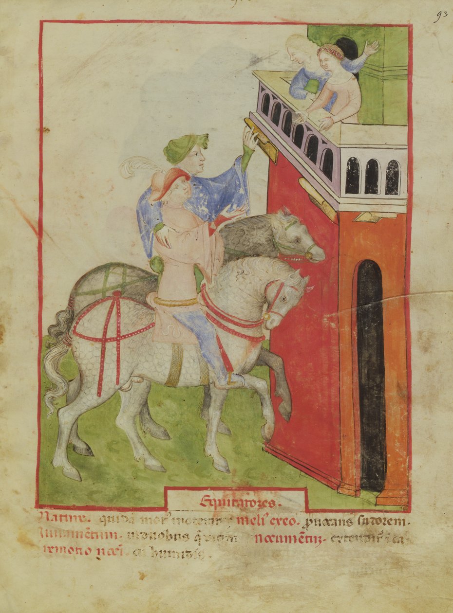 Montar a caballo, del Tacuinum Sanitatis, c.1390-1400 de Italian School