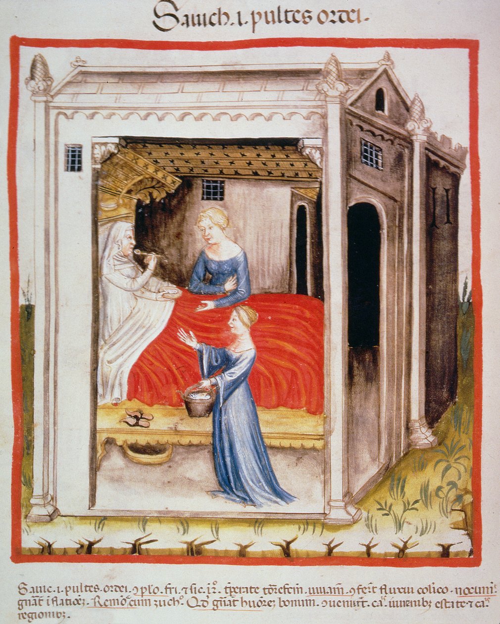 Nova 2644 fol.44v Probando sopa de cebada, del Tacuinum Sanitatis de Italian School