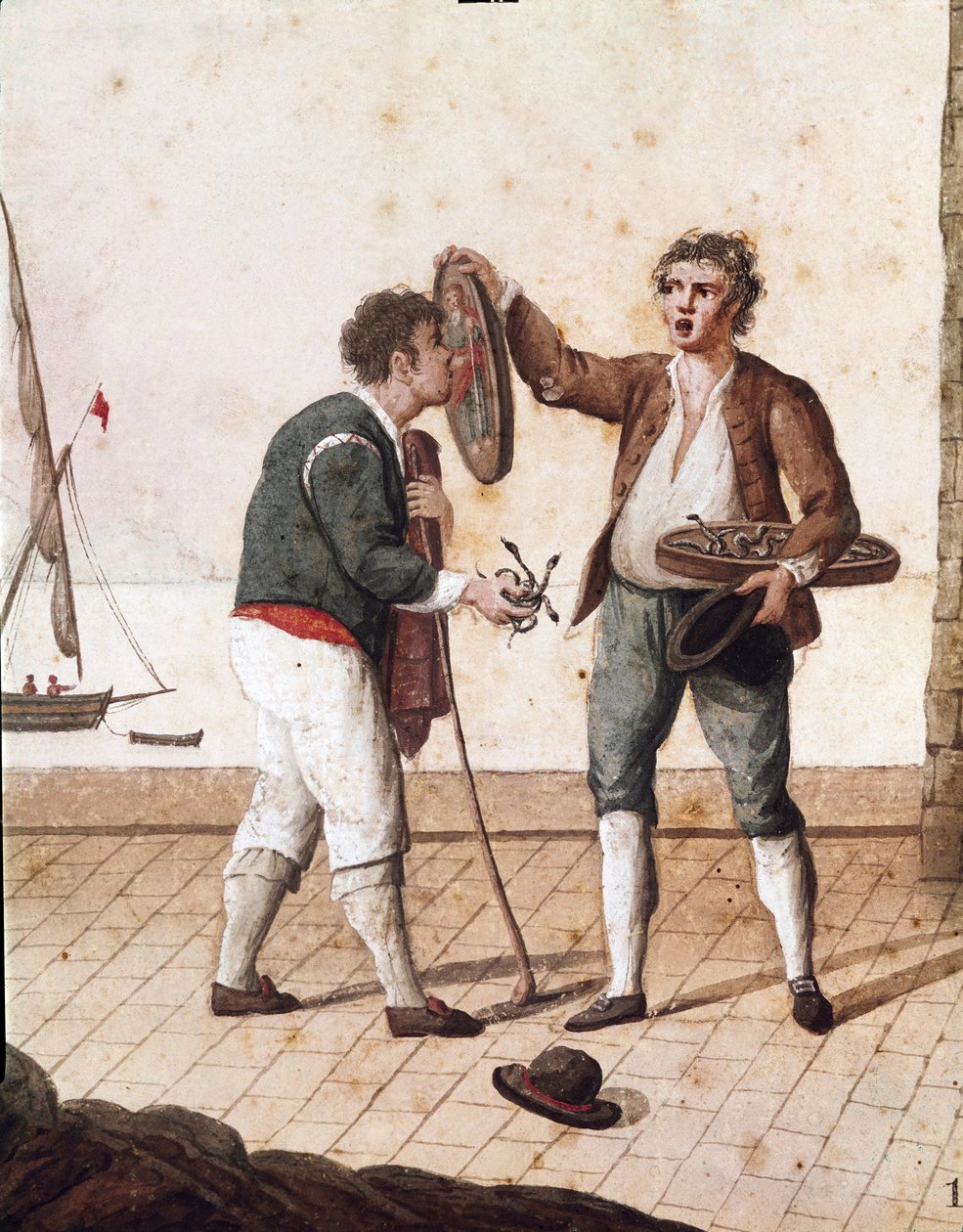 Antiguos oficios napolitanos: vendedores de pequeñas serpientes de Italian School