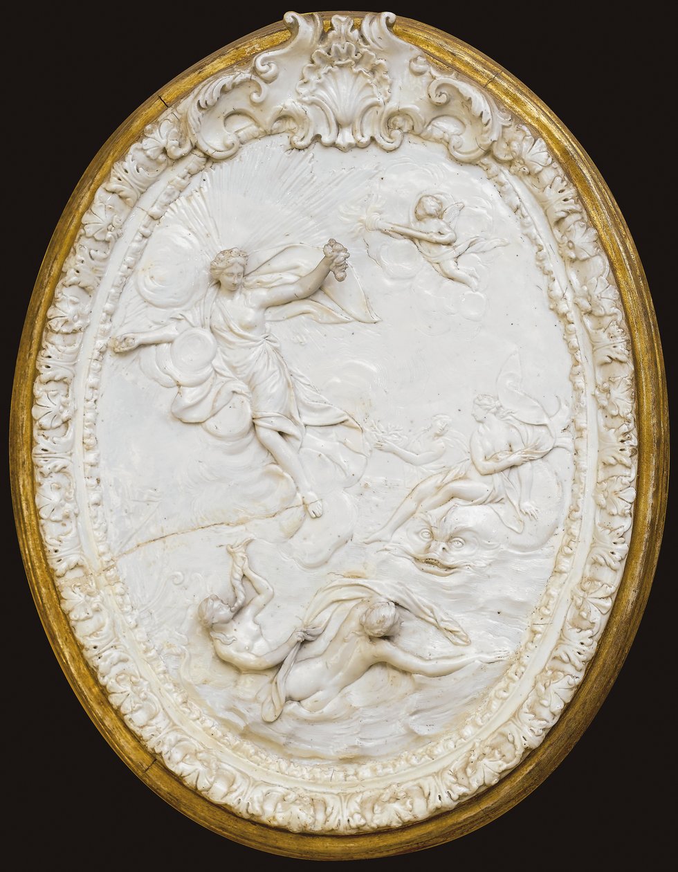 Una de una serie de cuatro placas ovaladas moldeadas de Doccia, mediados del siglo XVIII de Italian School