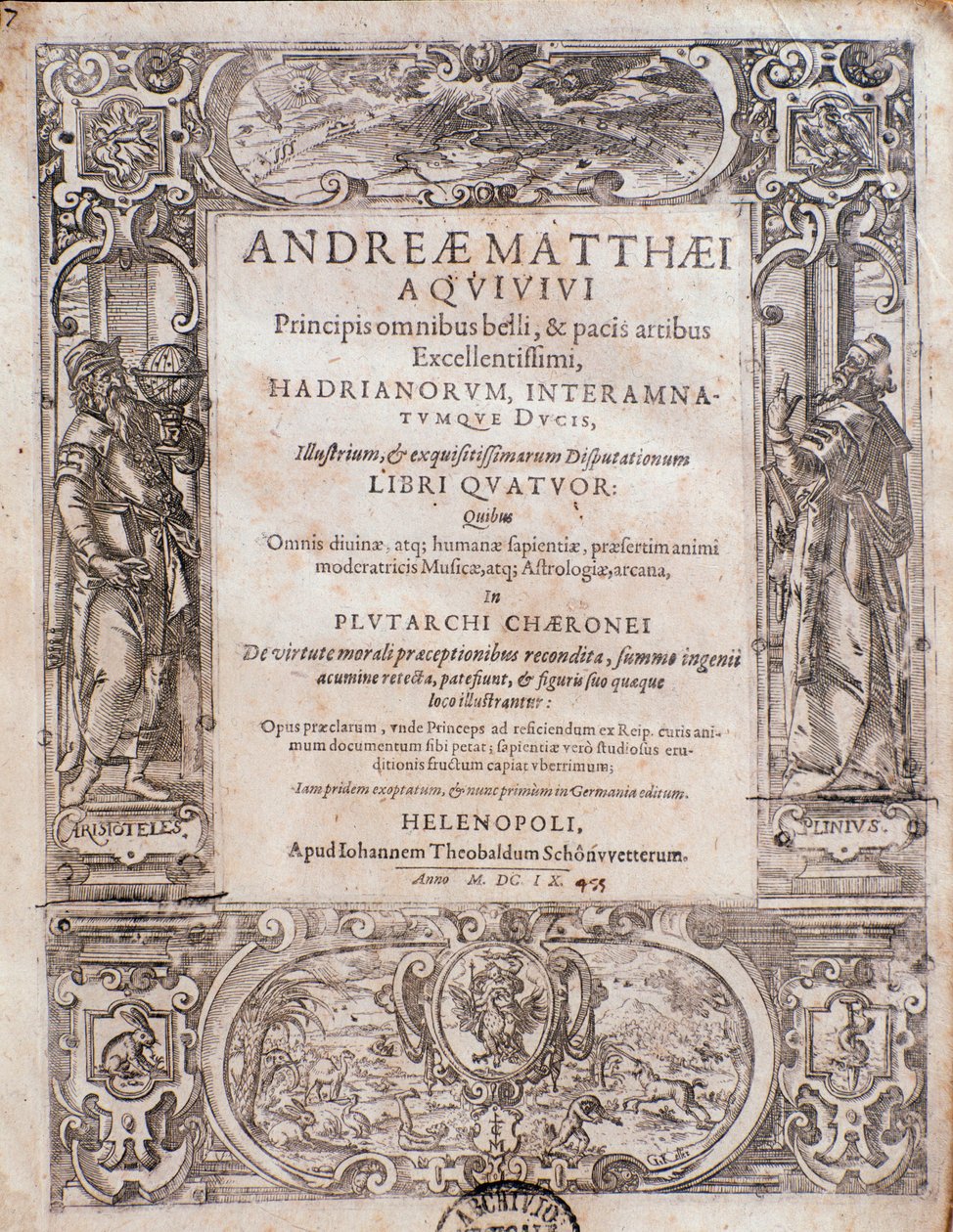 Página tomada de Principi omnibus belli por Andrea Matteo Acquaviva de Italian School