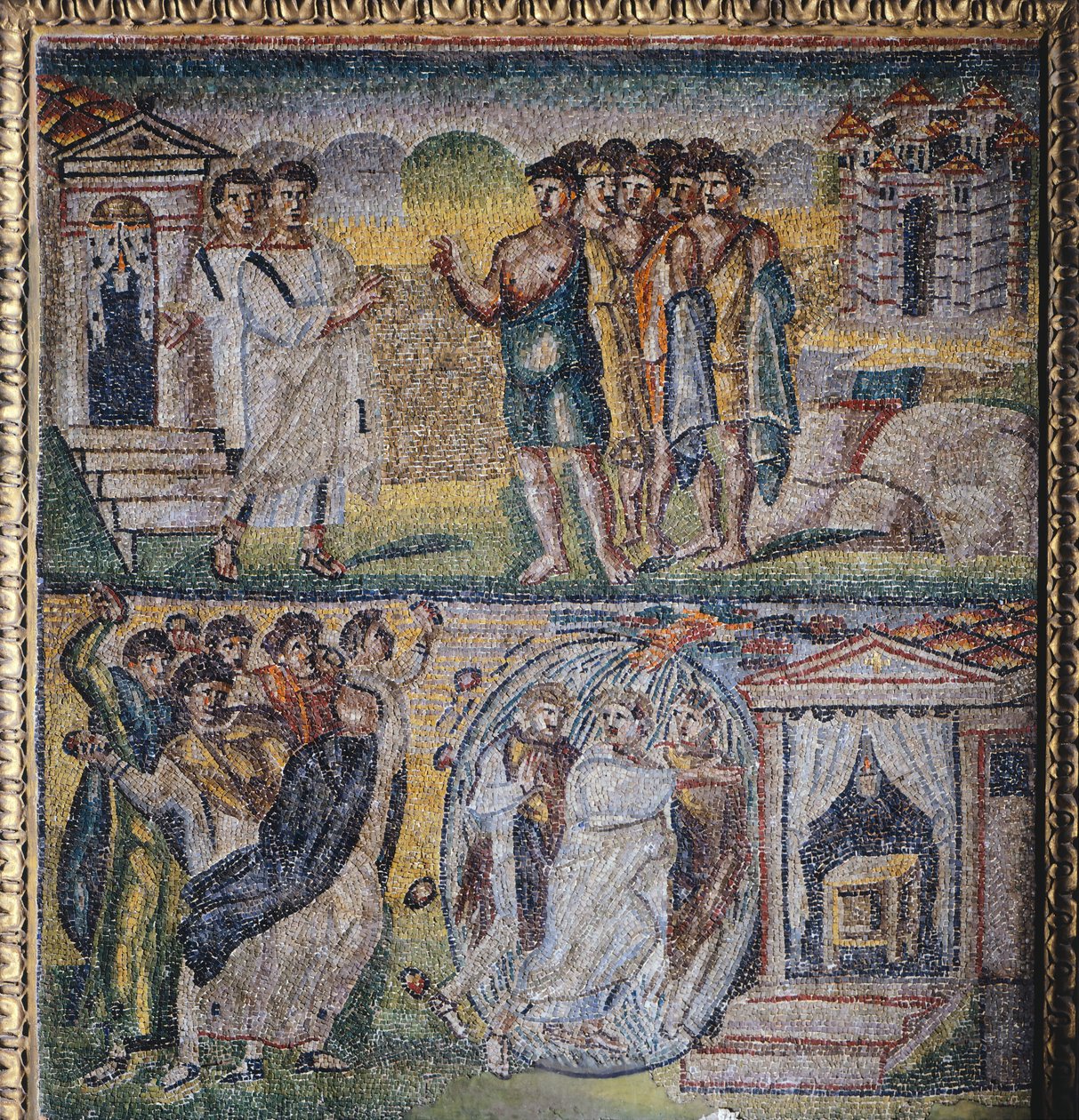 Panel con mosaico, nave central, Basílica de Santa María la Mayor, Roma, Italia, siglo V de Italian School