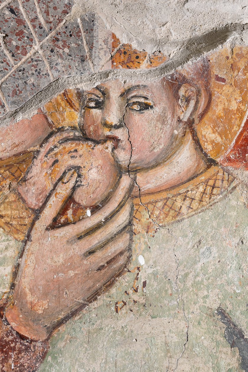 Virgen particular amamantando al Niño; fresco de Italian School