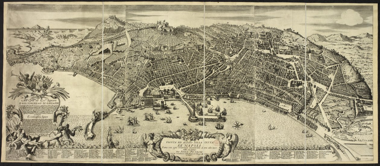 Planta y alzado de la ciudad de Nápoles ... por P. Petrini.Napoli de Italian School