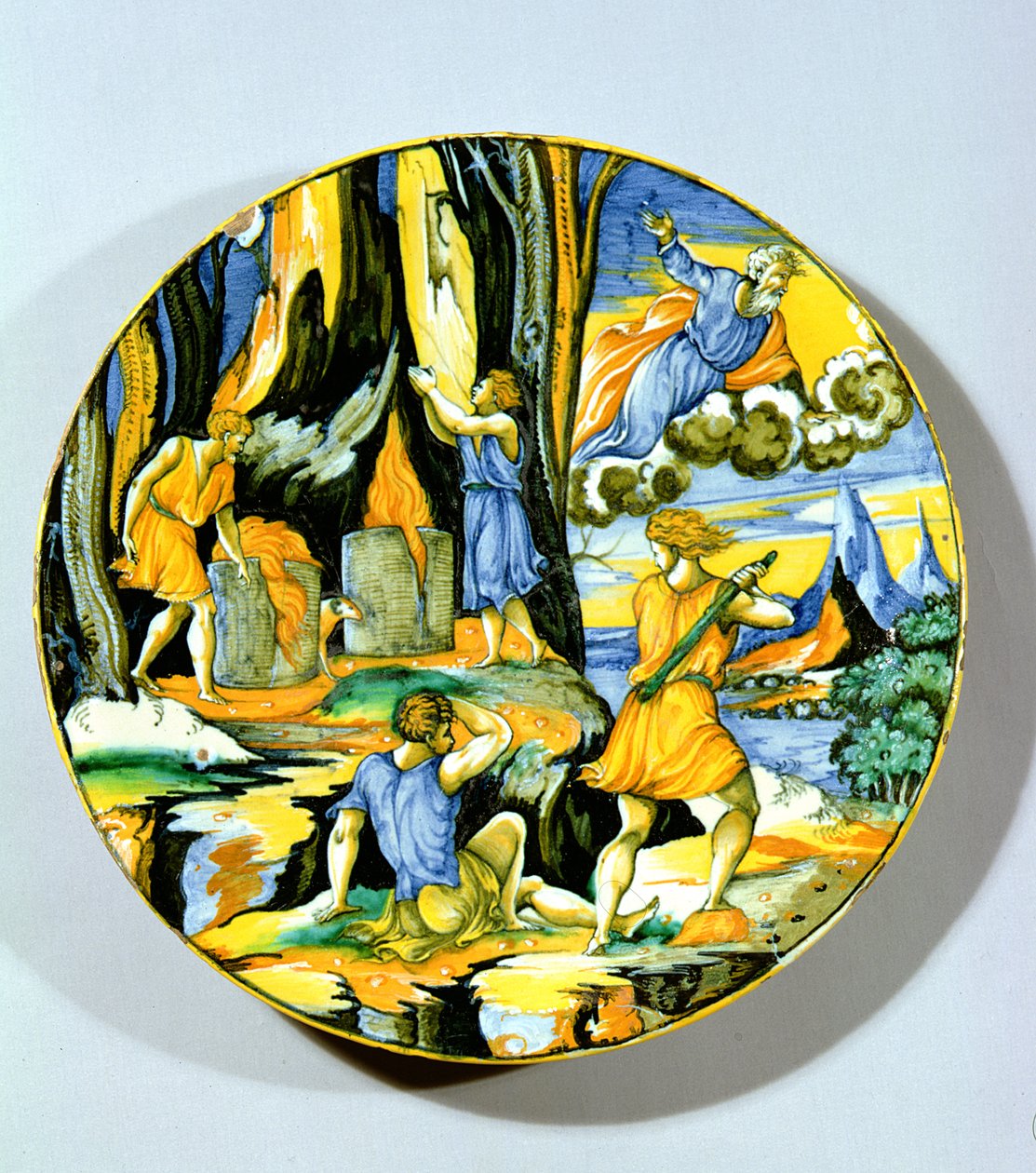 Plato que representa a Caín matando a Abel, Rimini, mediados del siglo XVI (maiolica) de Italian School