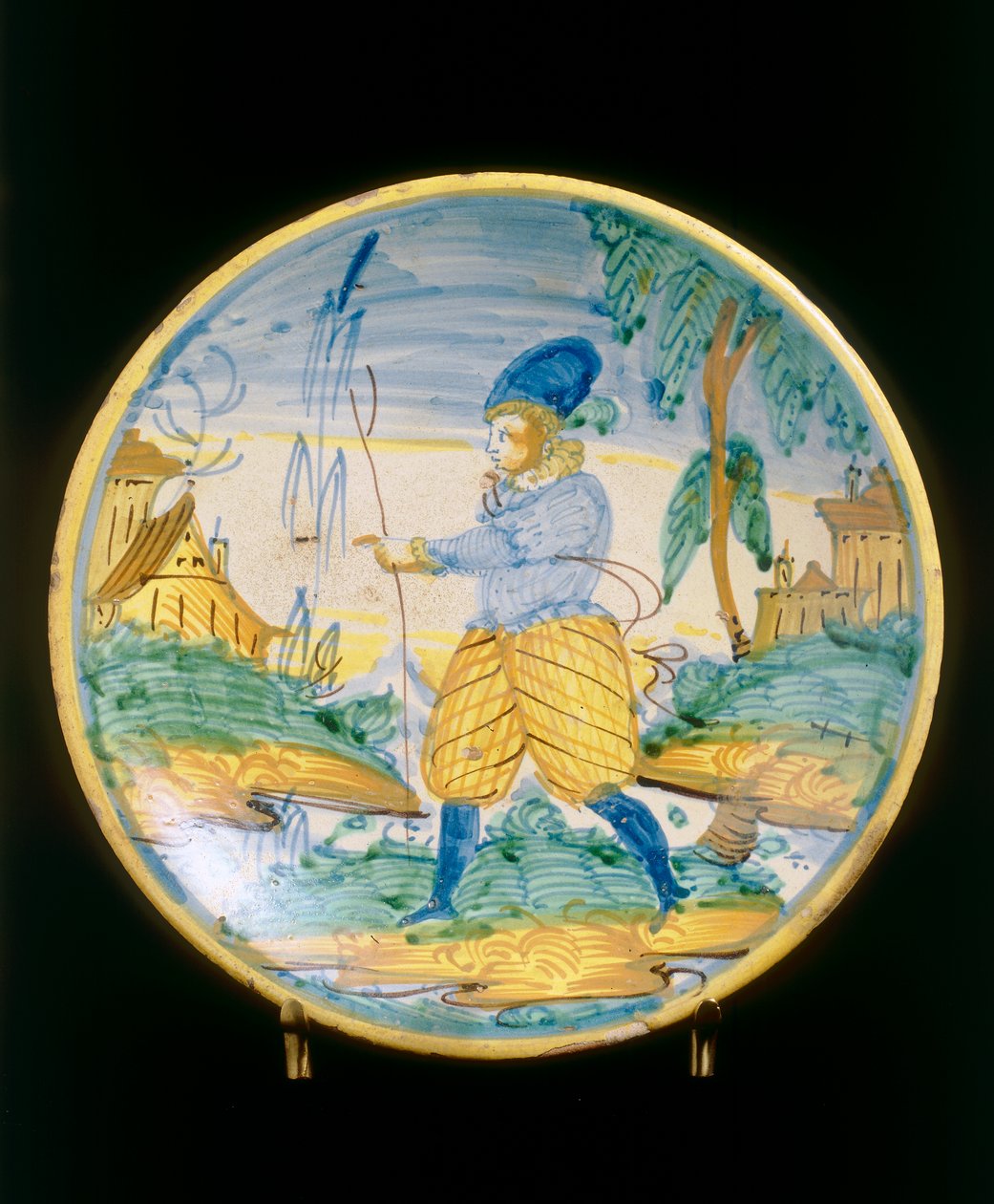 Placa con una figura joven, manufactura de Montelupo de Italian School