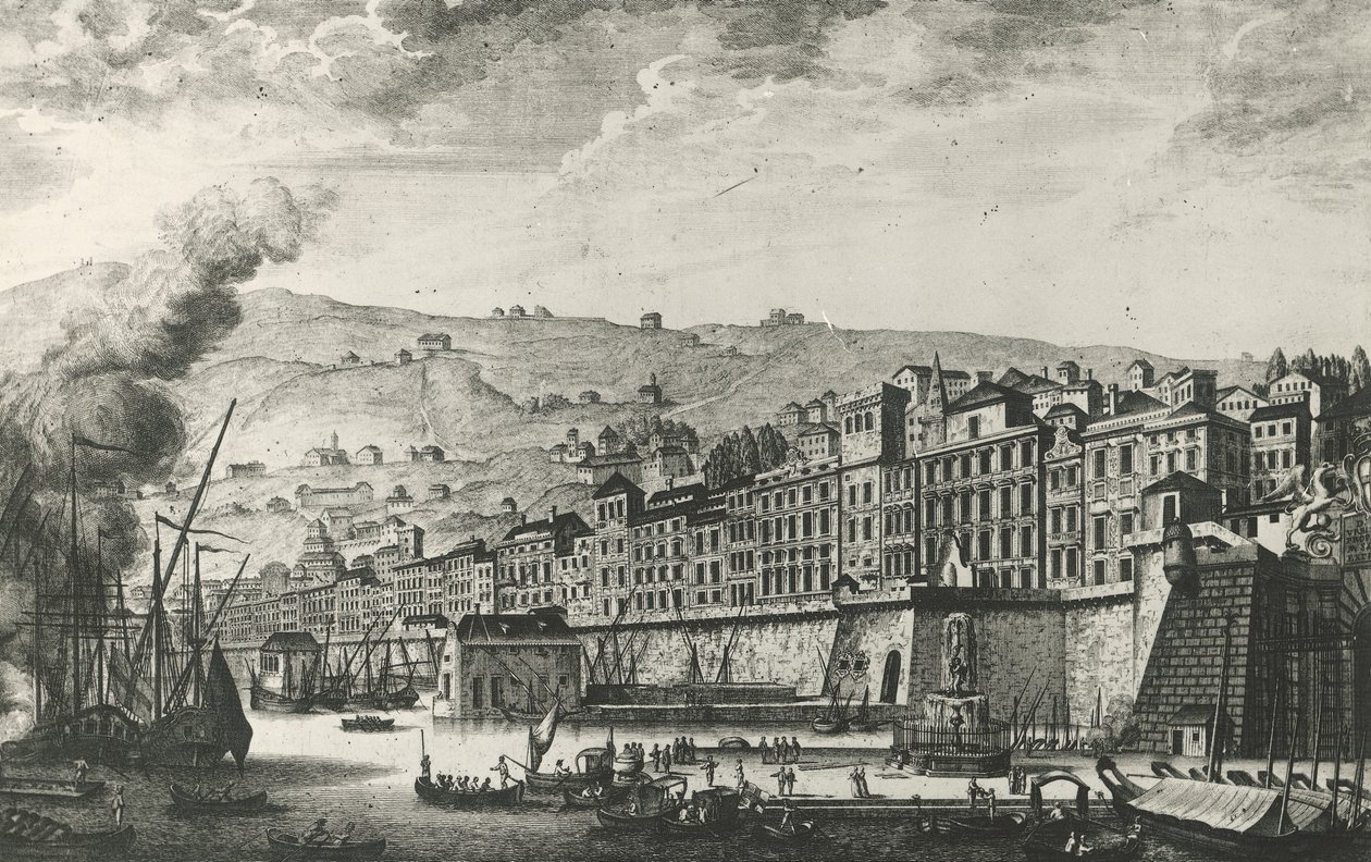 Ponte Reale en Génova, grabado, Italia de Italian School