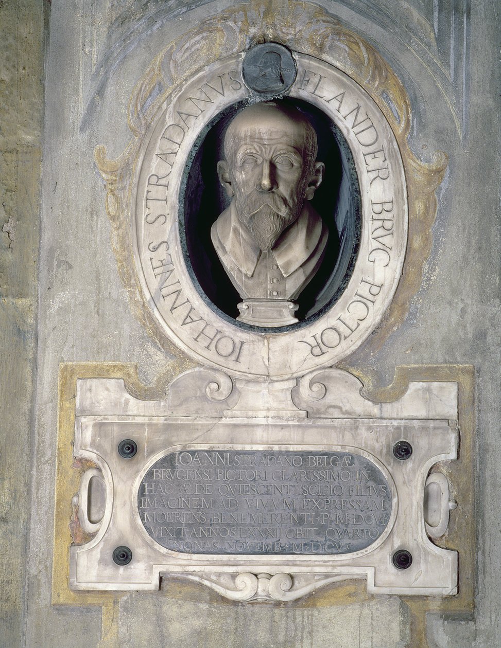 Busto retrato de Joannes Stradanus, pintor, dibujante y diseñador de tapices nacido en Flandes, nacido Jan van der Straet en Brujas, trabajó en Italia, también conocido como Giovanni Stradano (1523-1605) de Italian School