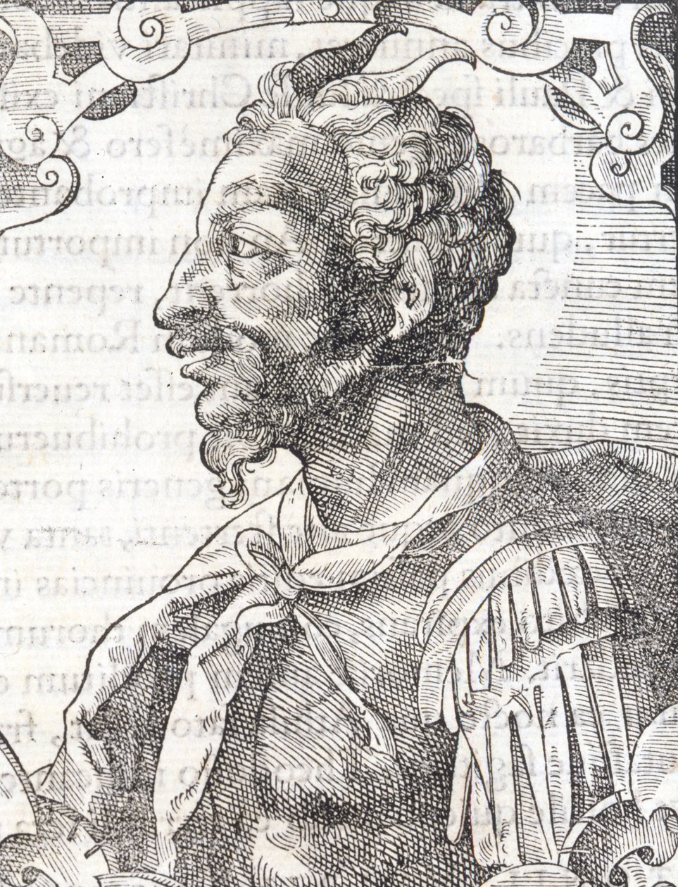 Retrato de Atila de la obra de Bernardino Corio “Elogia Virorum Illustris”, Milán siglo XVI de Italian School