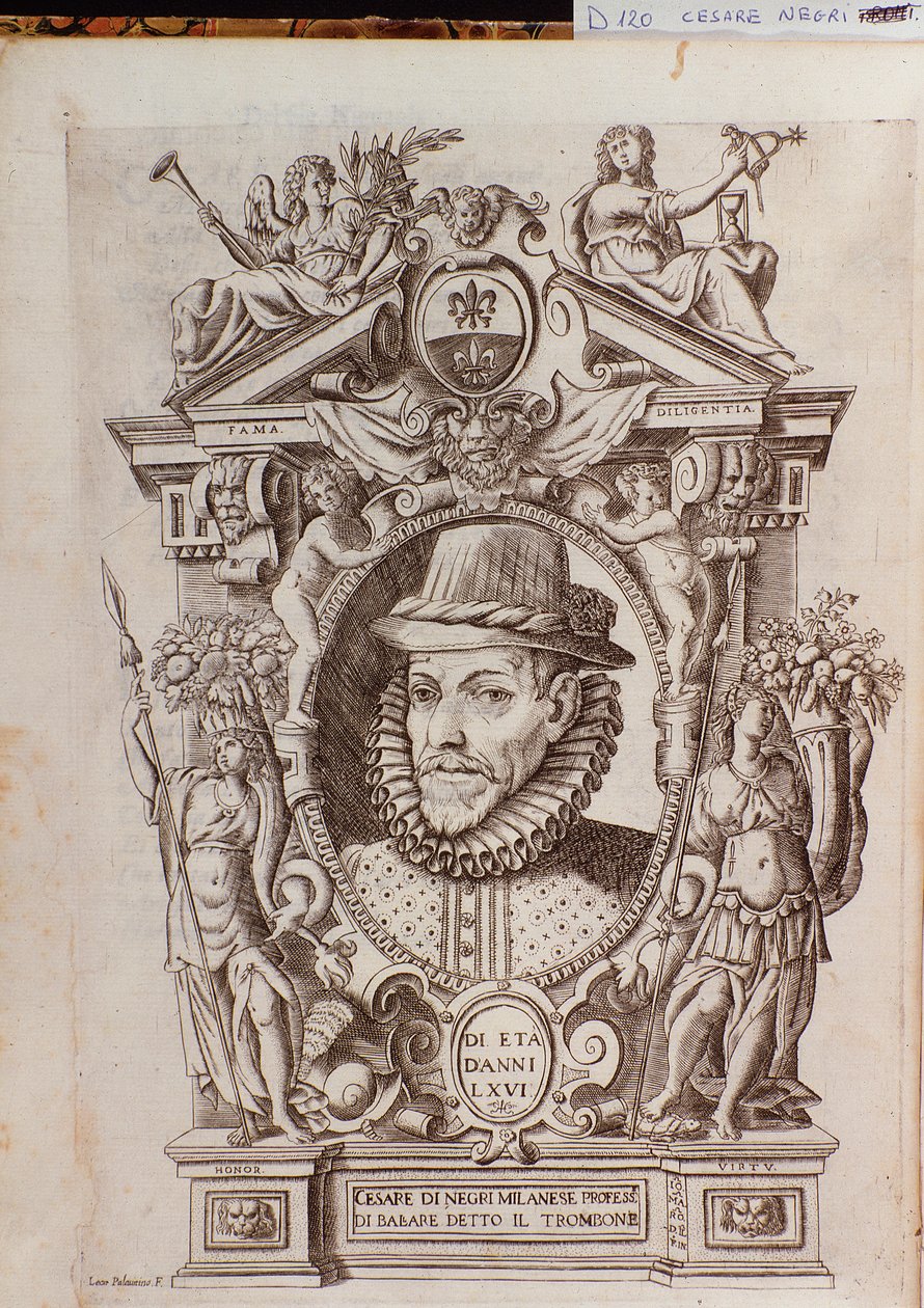 Retrato de Cesare Negri llamado Il Trombone (1536-1604), un bailarín italiano de Italian School