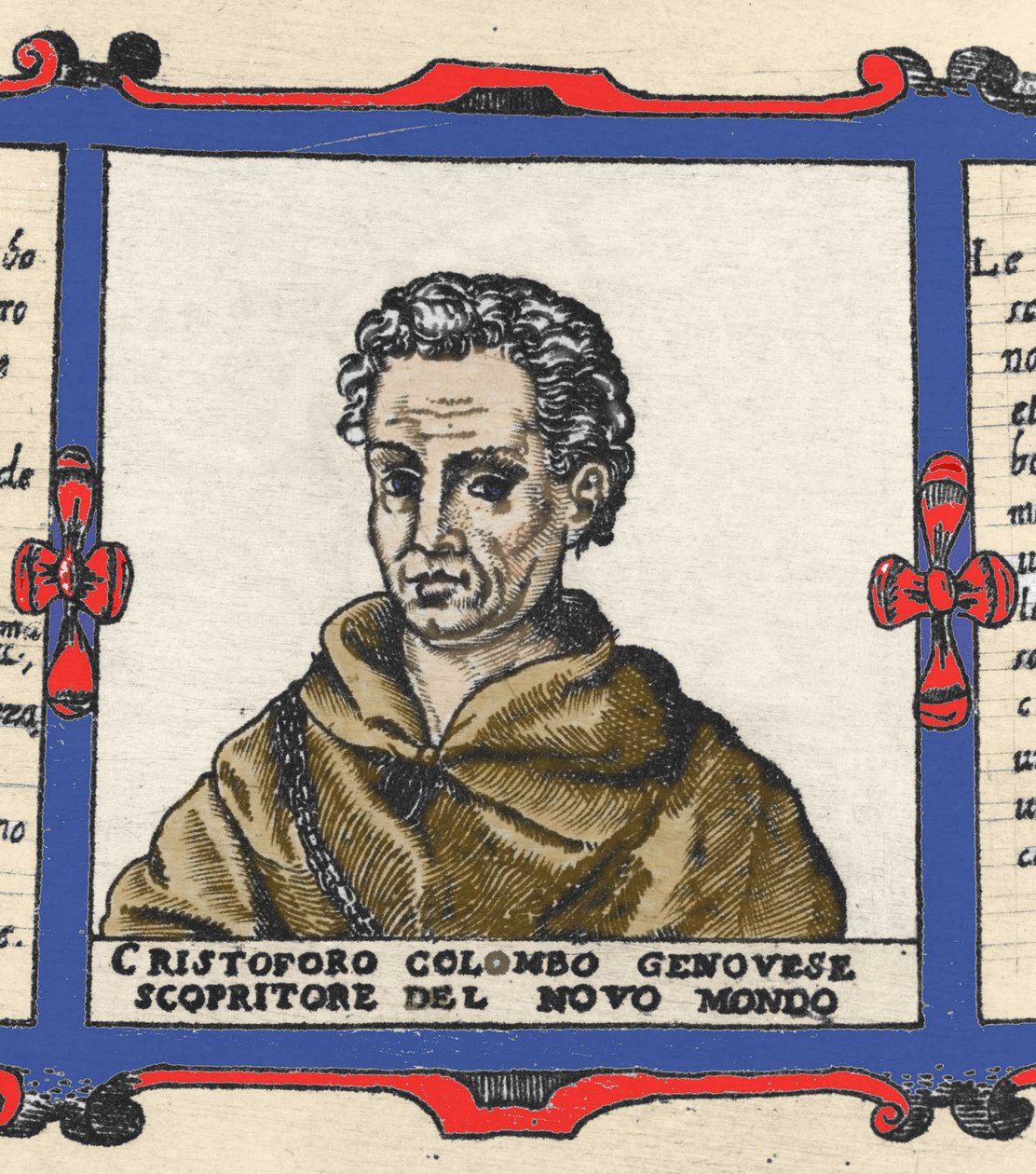 Retrato de Cristóbal Colón (1451-1506), (detalle) del Atlas de Urbano Monte de Italian School