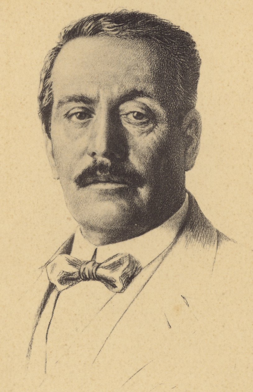 Retrato de Giacomo Puccini (litografía) de Italian School
