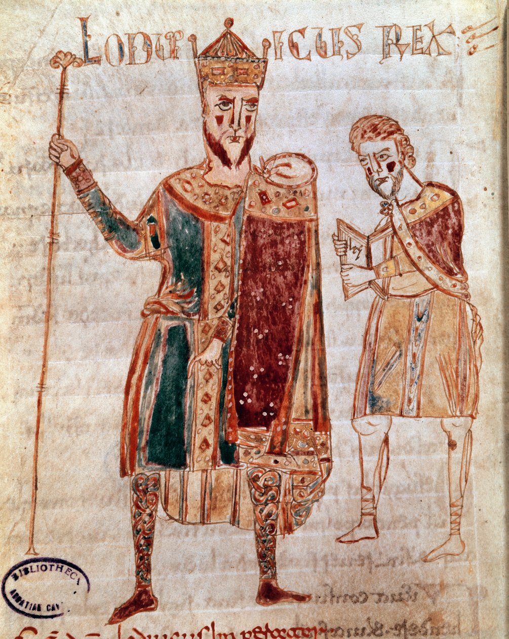 Retrato de Luis I el Piadoso (778-840), Rey de Francia. Página de manuscrito (ms. 4) 