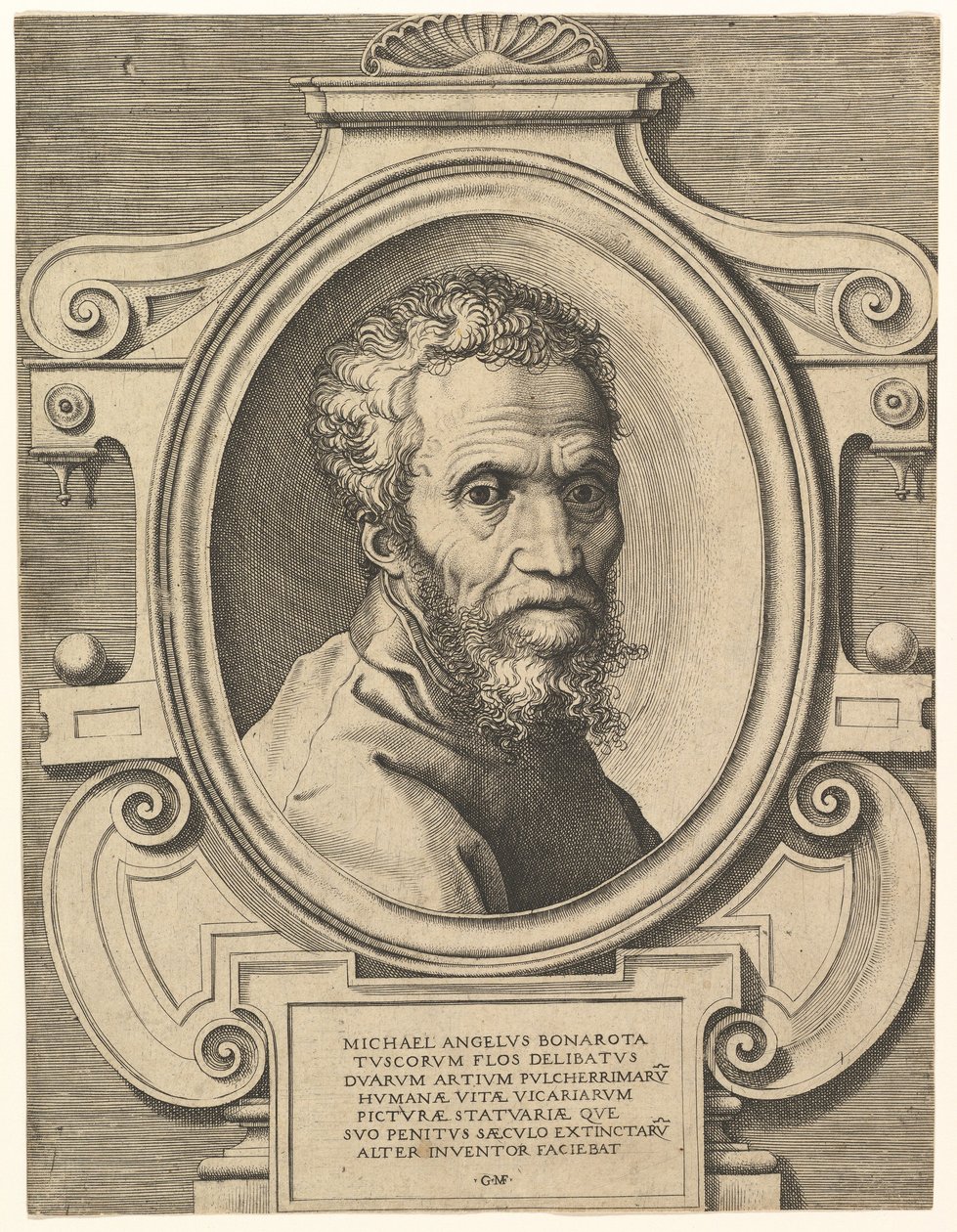 Retrato de Miguel Ángel, pub. c. 1564 de Italian School