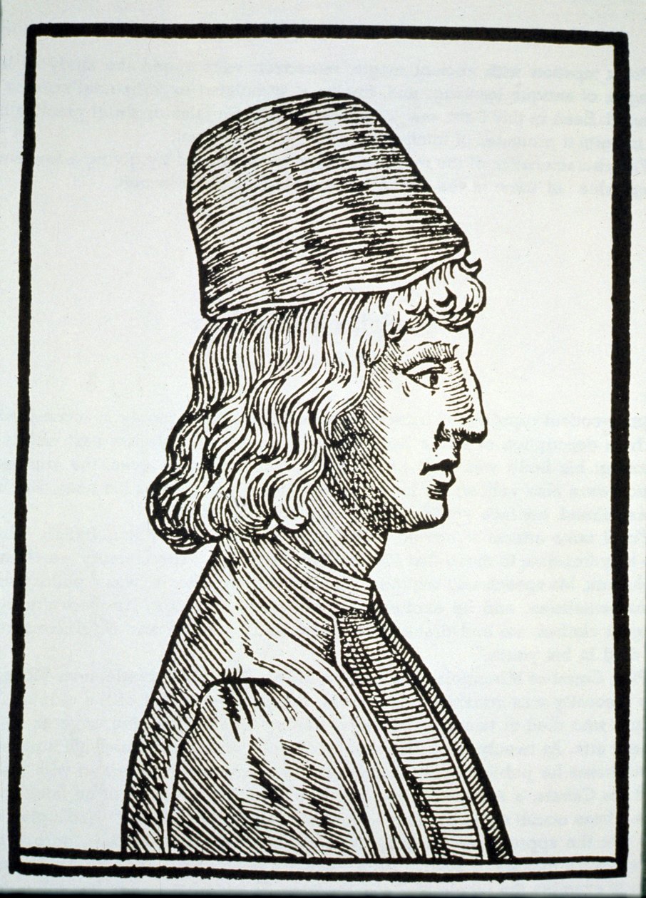 Retrato de Pico della Mirandola (1463-94), de Delle Celeste Fisionomia por Giovanni Battista della Porta, Padua 1616, ilustrado en Historia de la Magia, publicado a finales del siglo XIX de Italian School