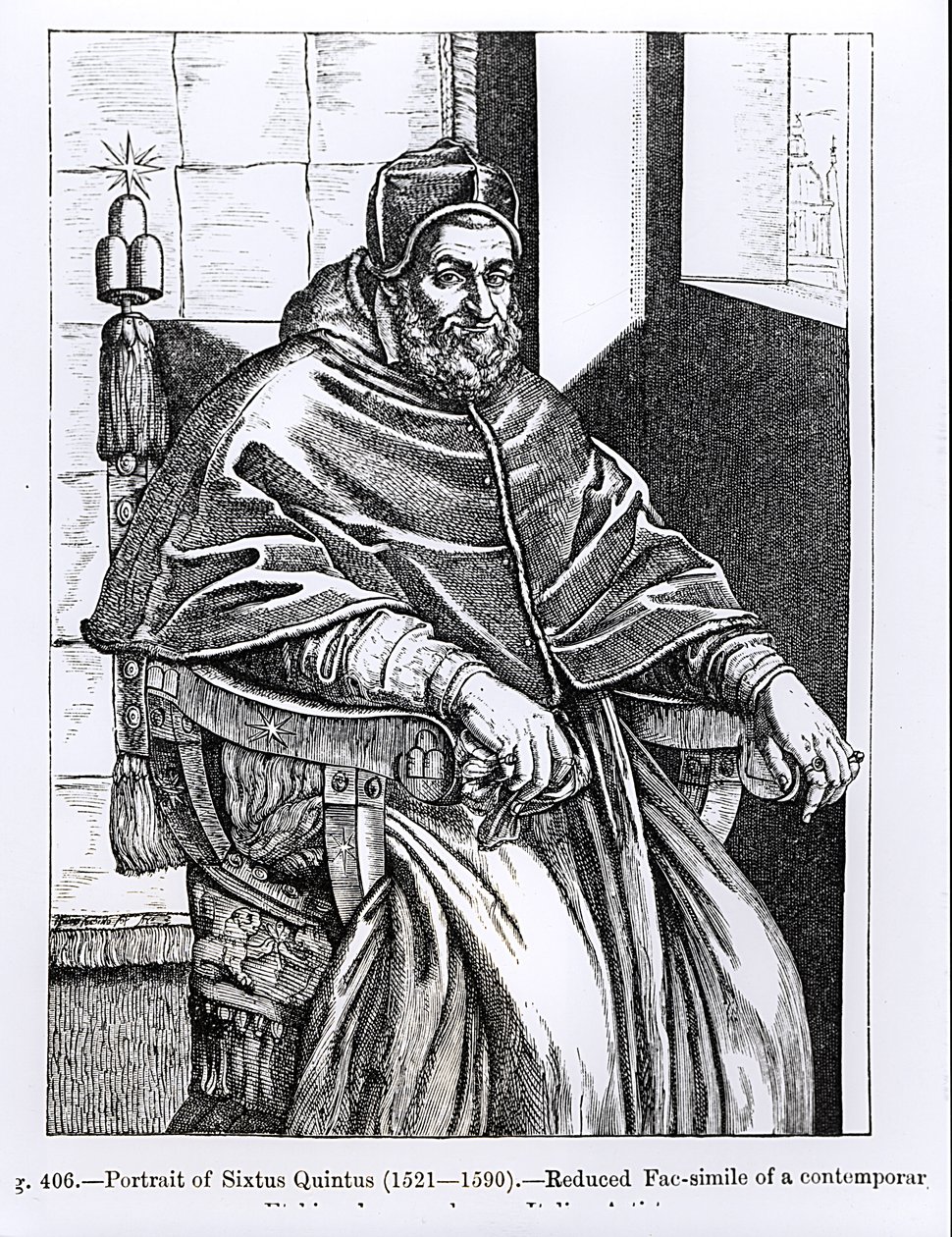 Retrato del Papa Sixto V (1520-90) ilustración de 