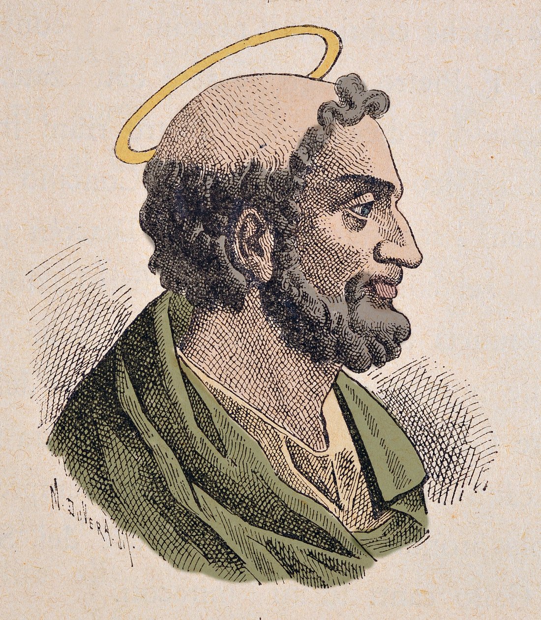 Retrato de San Pedro (siglo I), primer Papa y Obispo de Roma de Italian School