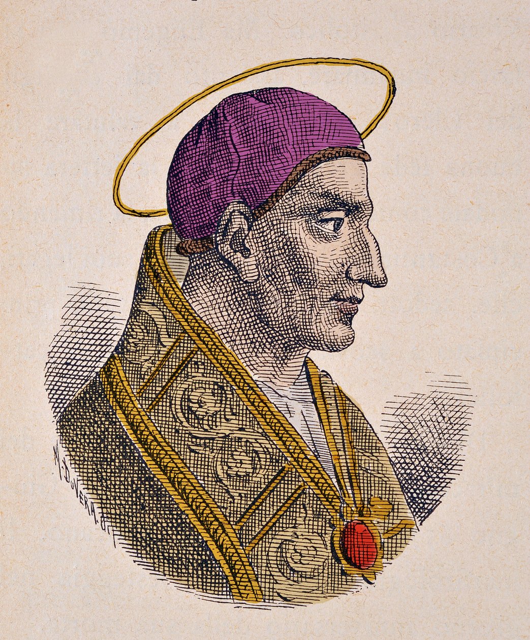 Retrato del Papa Vitaliano (657-672) de Italian School