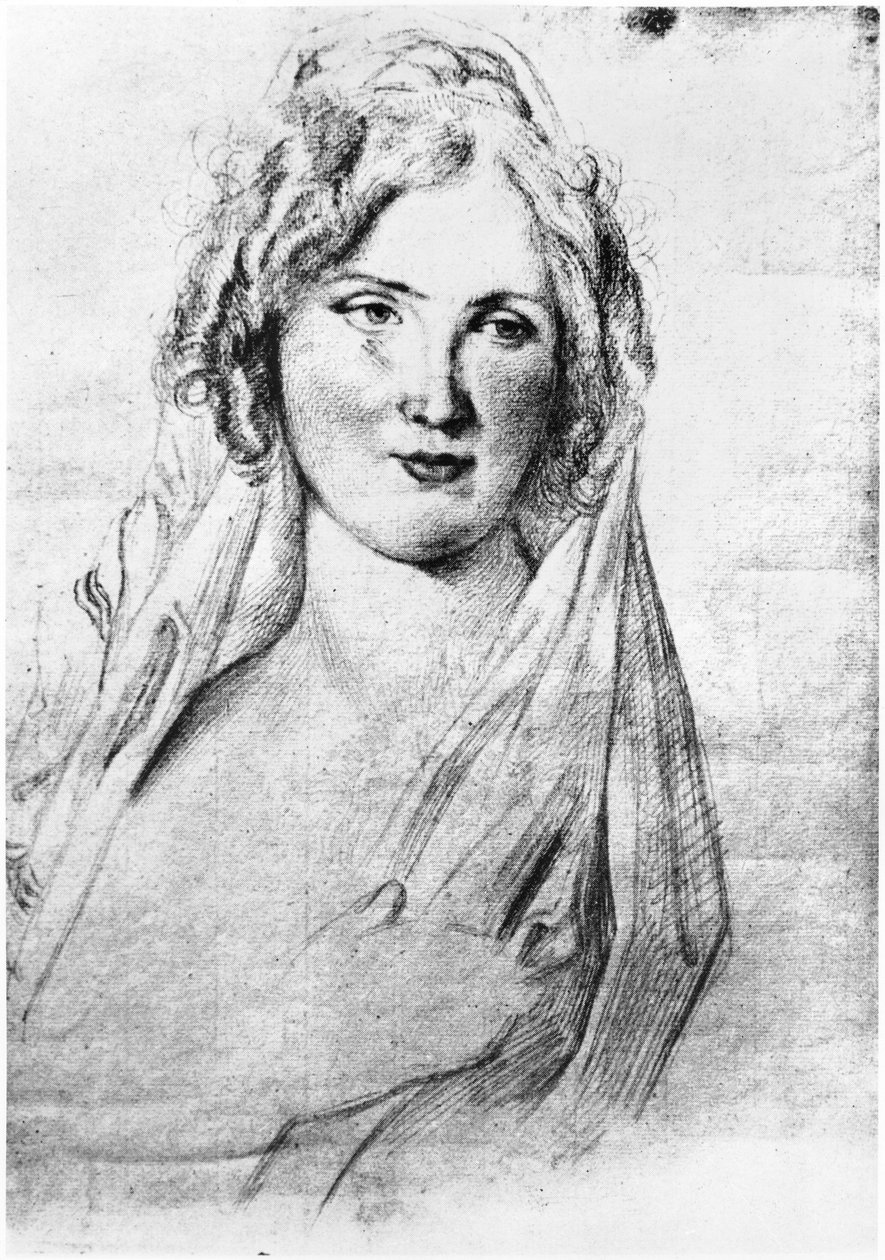 Retrato presunto de Angela Pietragrua, condesa Simonetta, amante del escritor francés Stendhal, mientras estaba en Italia, entre septiembre de 1811 y 1815 de Italian School
