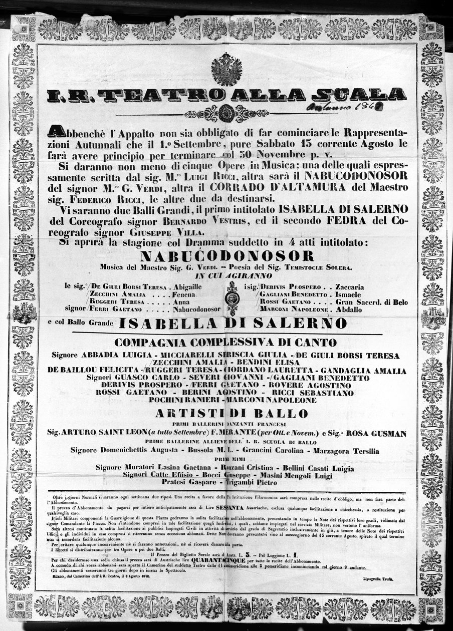 Póster para I.R. Teatro alla Scala, 