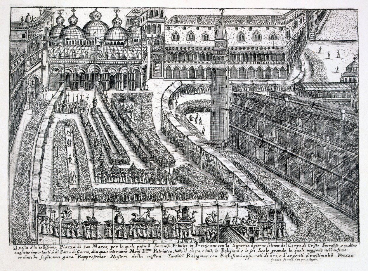 Procesión de Corpus Christi en la Piazza San Marco, 1876 de Italian School