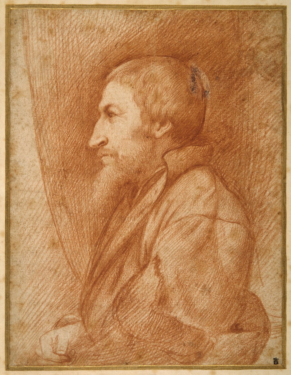 Retrato de perfil (¿autorretrato?) de un hombre con barba de Italian School
