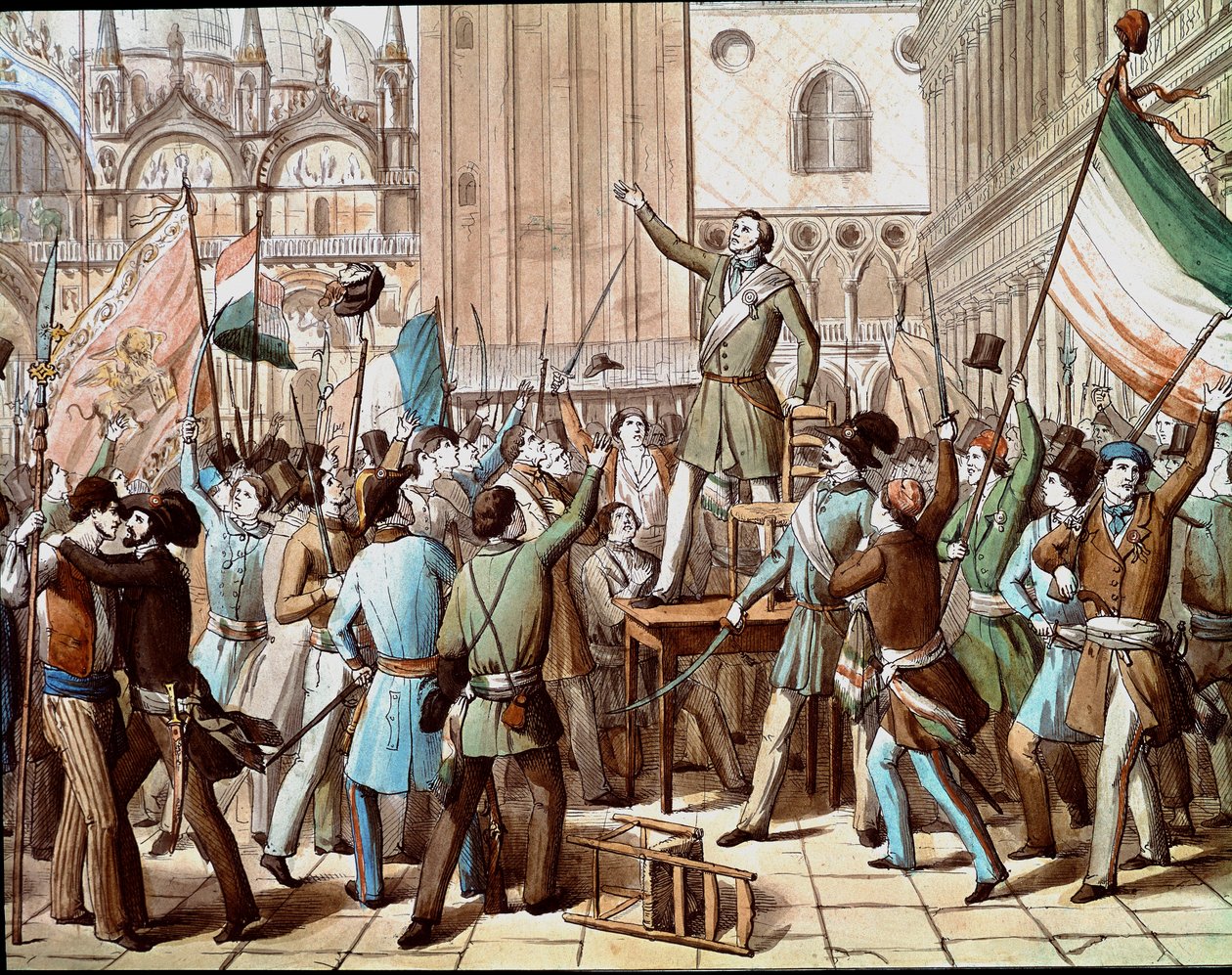 Representación de Daniele Manin (1808-1857), político que lideró la revolución de Venecia contra la presencia austriaca en 1848: la proclamación de la República Veneciana en marzo de 1848 de Italian School