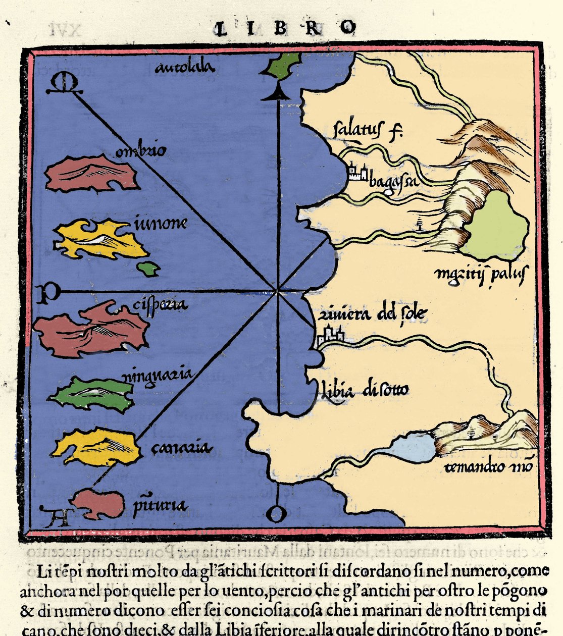 Representación de las Islas Canarias. Isolario (mapa de islas) de Benedetto Bordone. Venecia 1547 de Italian School