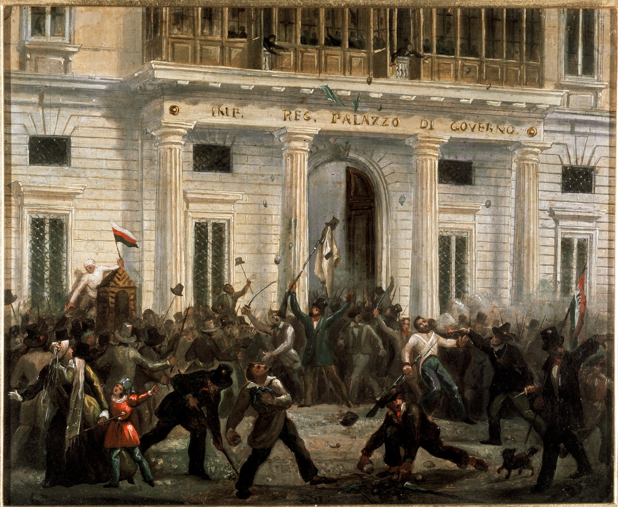 Revoluciones de 1848, Cinco Días de Milán: los insurgentes toman el Palacio del Gobierno el 18 de marzo de Italian School