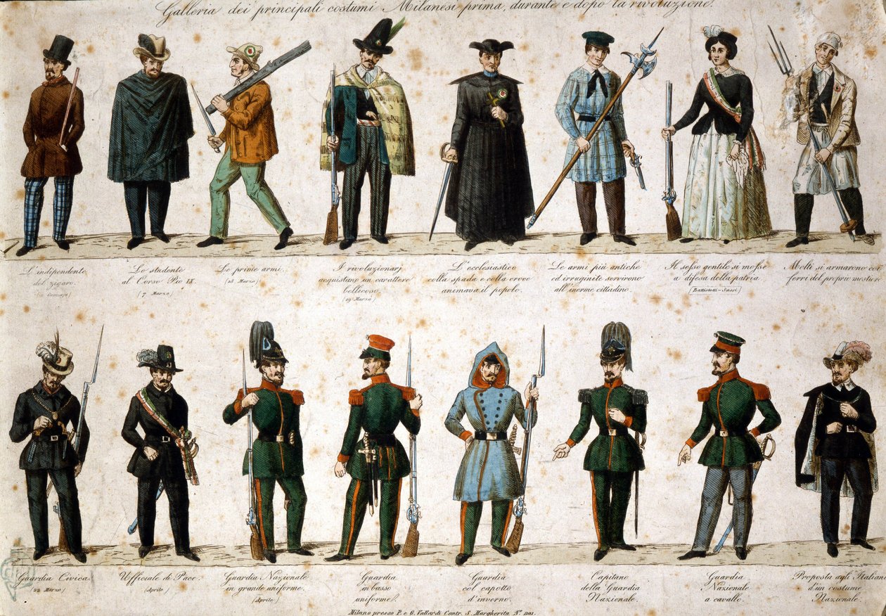 Risorgimento: Los Cinco Días de Milán (Cinque giornate di Milano) (18-22 de marzo de 1848): este es uno de los primeros episodios de las Revoluciones de 1848 (parte de la Primera Guerra de Independencia Italiana) que vio el levantamiento de la población mi de Italian School