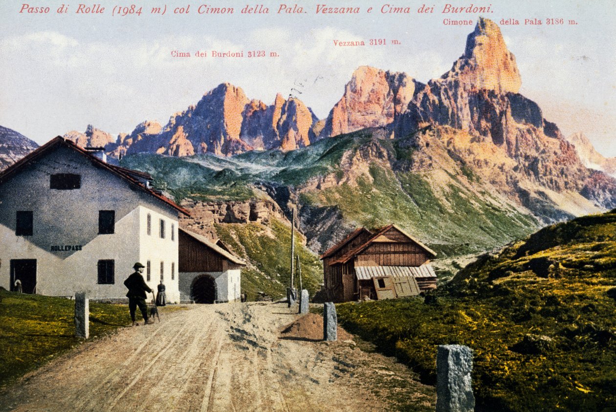 Paso de Rolle, tarjeta postal, Trentino-Alto Adigio, Italia, siglo XX de Italian School