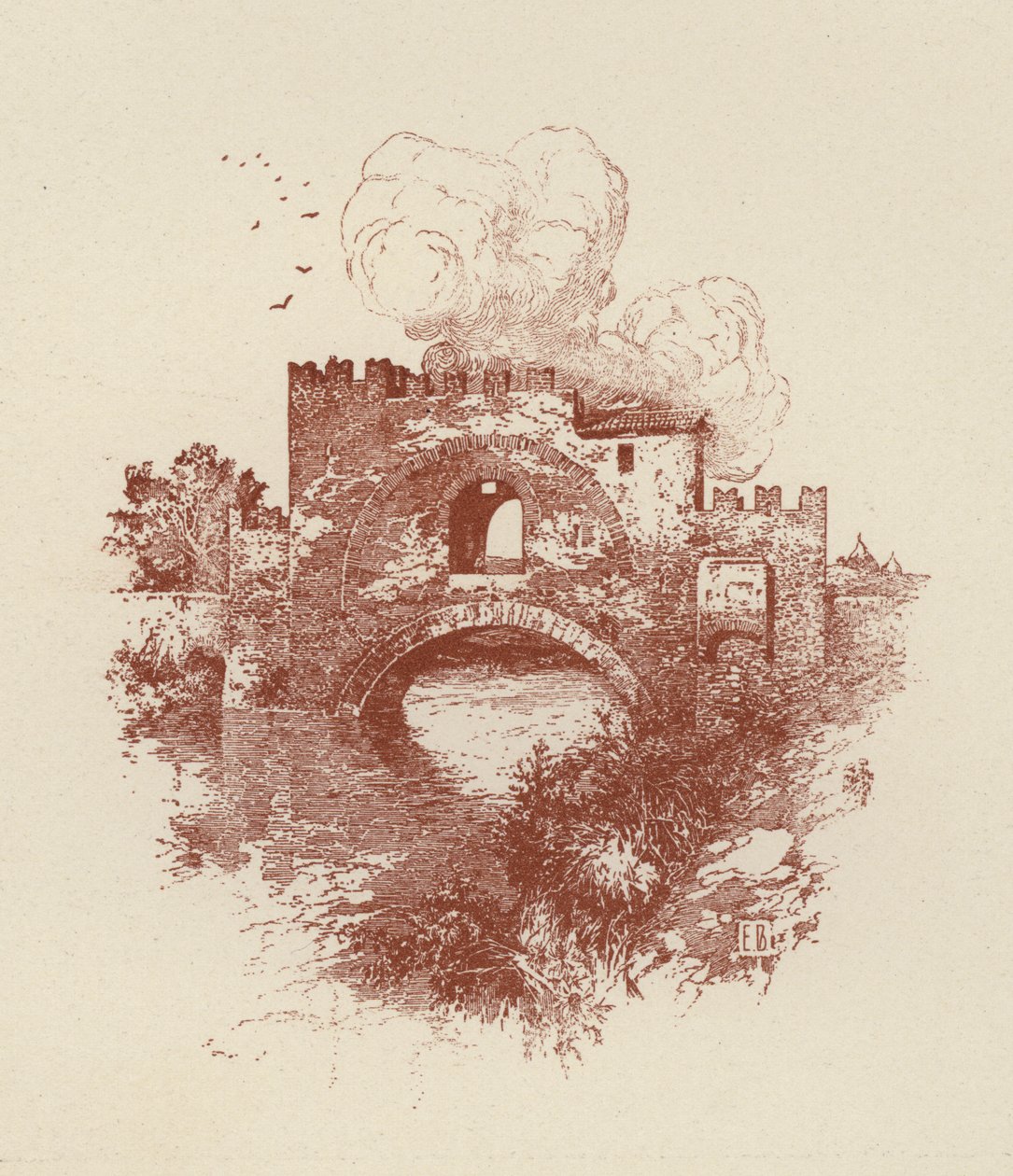 Roma, Puente Nomentano (litografía) de Italian School