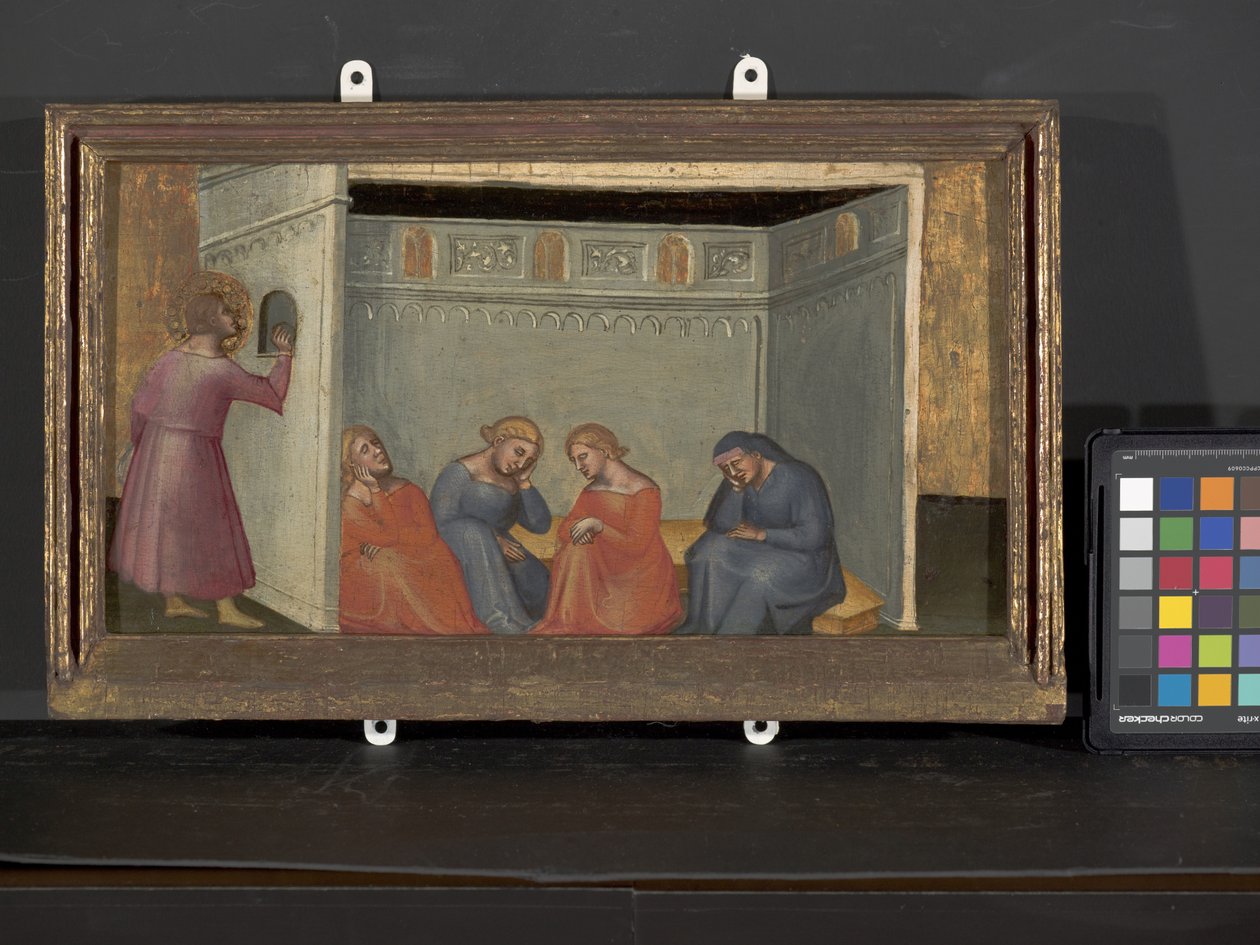 Escena de la leyenda de San Nicolás (temple y oro sobre madera) de Italian School