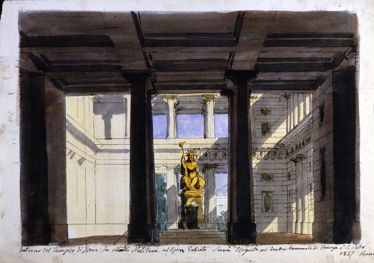Diseño de escenografía para "Poliuto", Teatro Comunale, Faenza, 1857 de Italian School