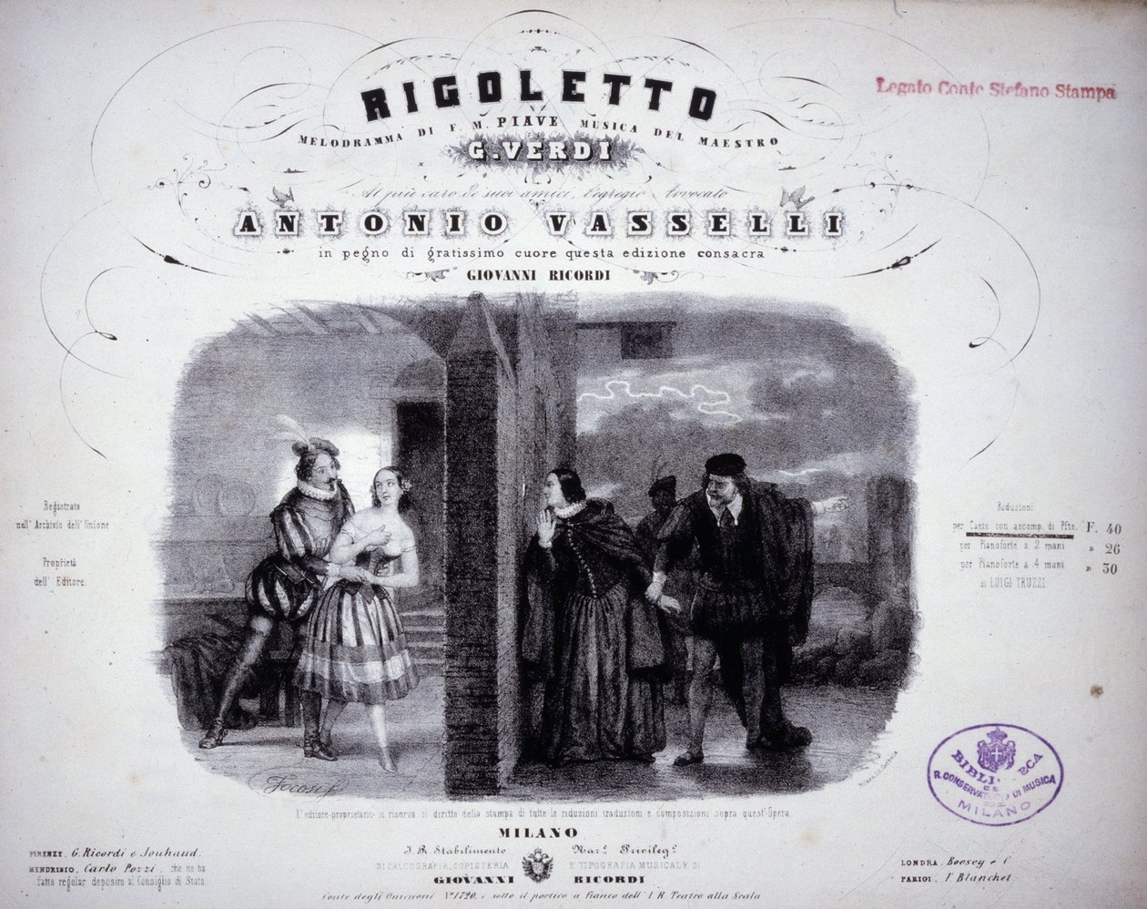 Partitura de "Rigoletto" de Verdi. de Italian School