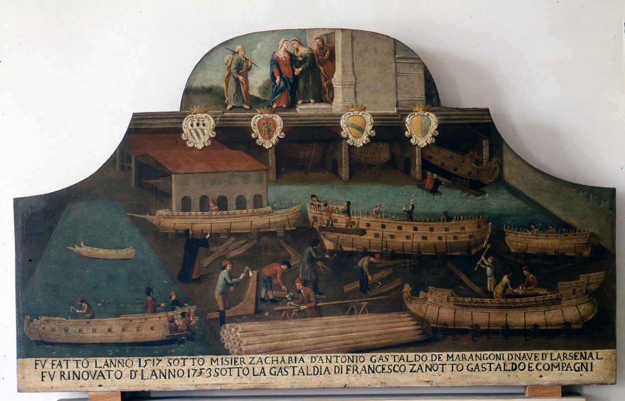 Construcción naval: barcos construidos en 1517 y renovados en 1753. de Italian School