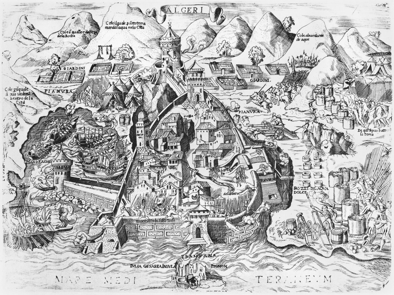 Sitio de Argel por Carlos V en 1541 de Italian School