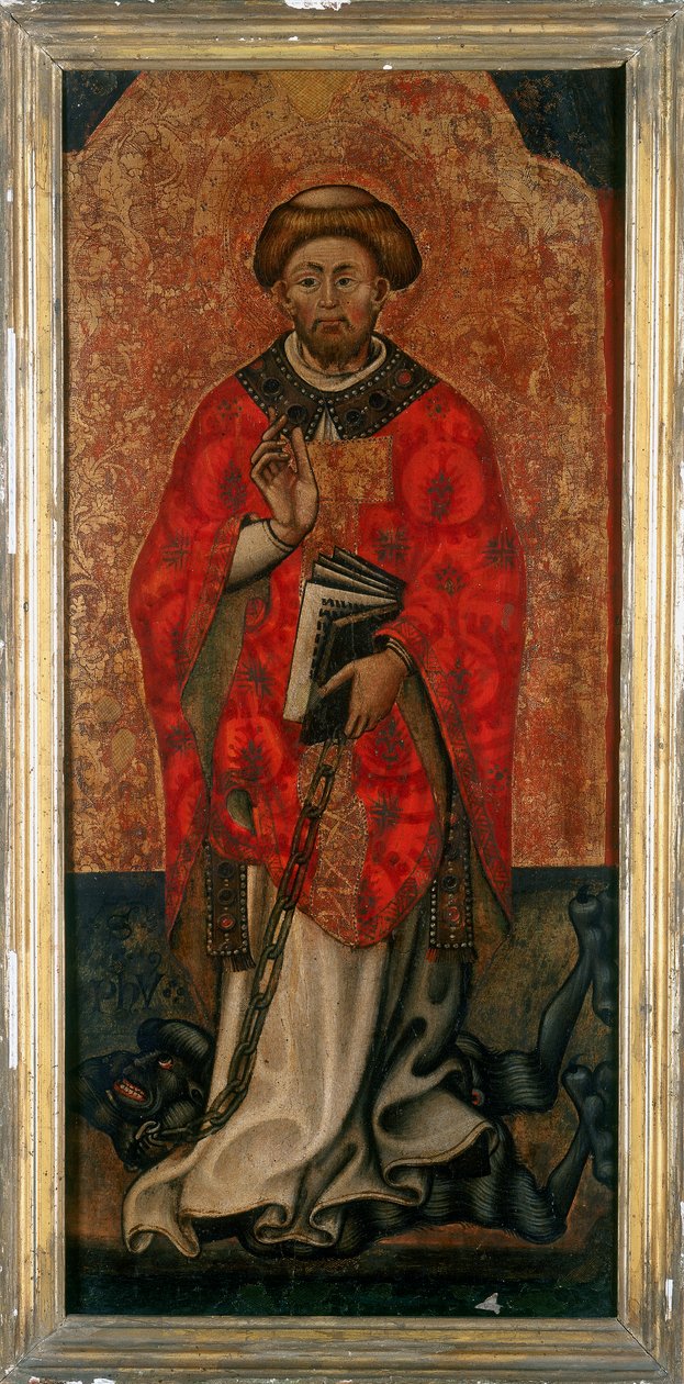 San Felipe pisando un demonio, pintura sobre madera del siglo XV de Italian School