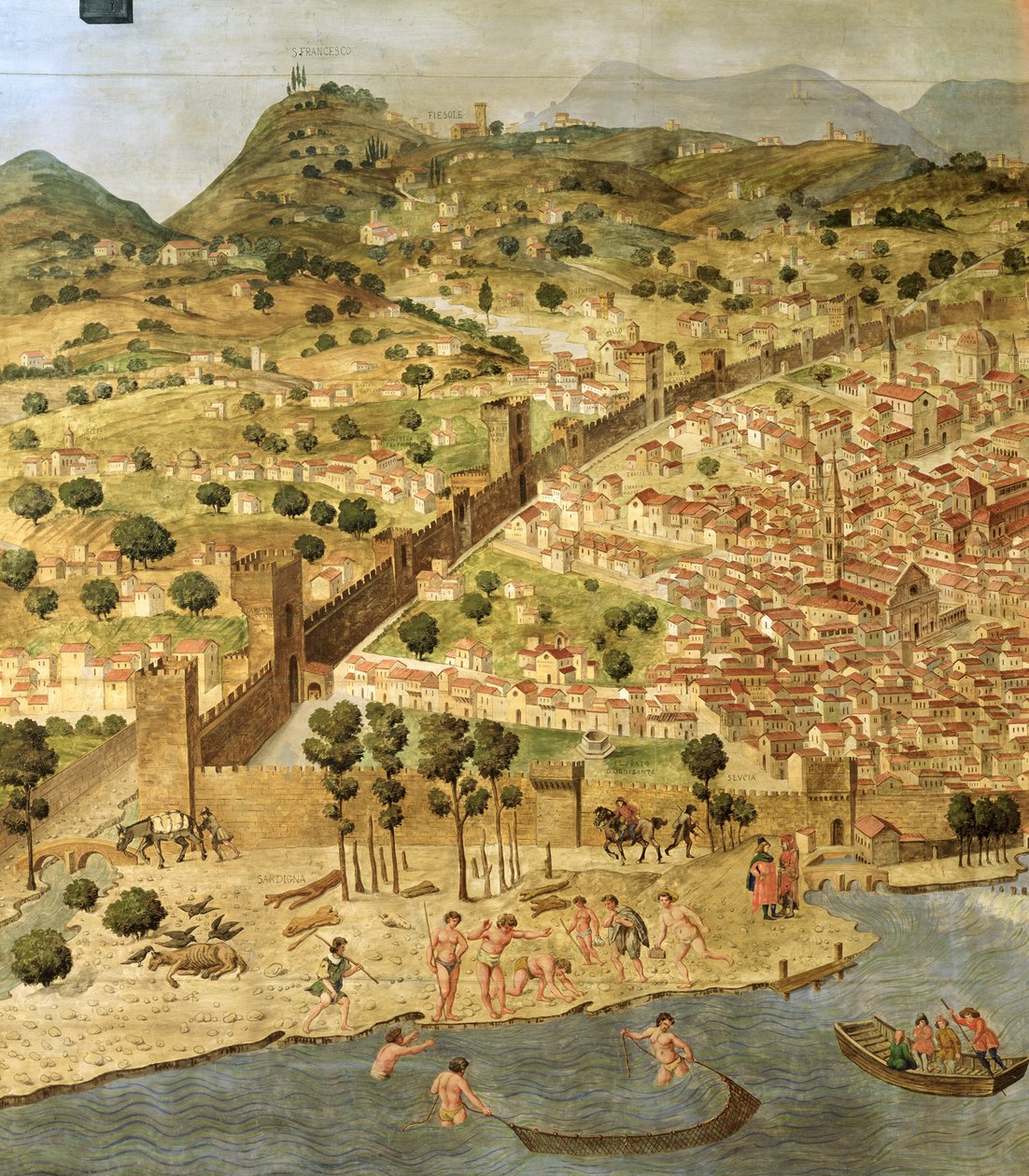 La "Carta della Catena" muestra un panorama de Florencia de Italian School