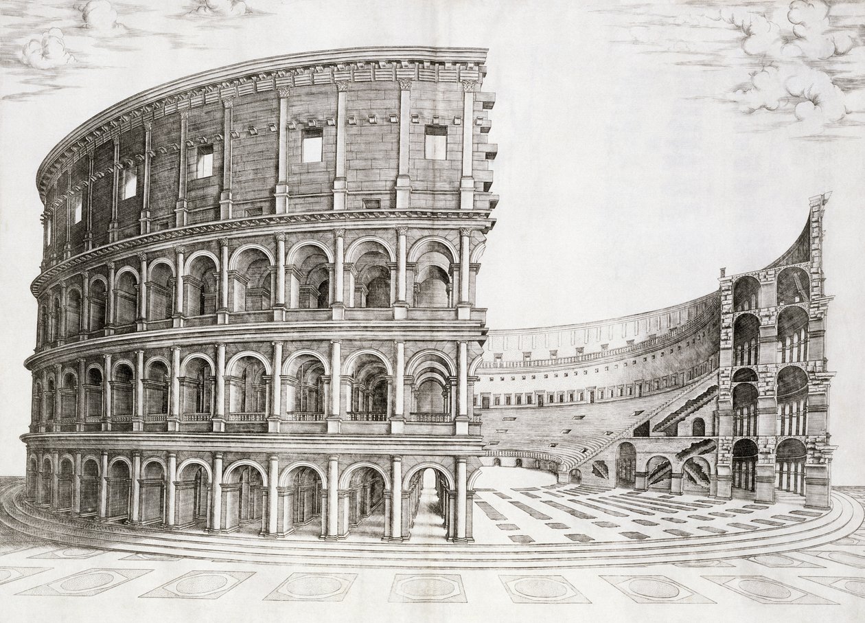 El Coliseo, construido en el año 80 d.C. de Italian School