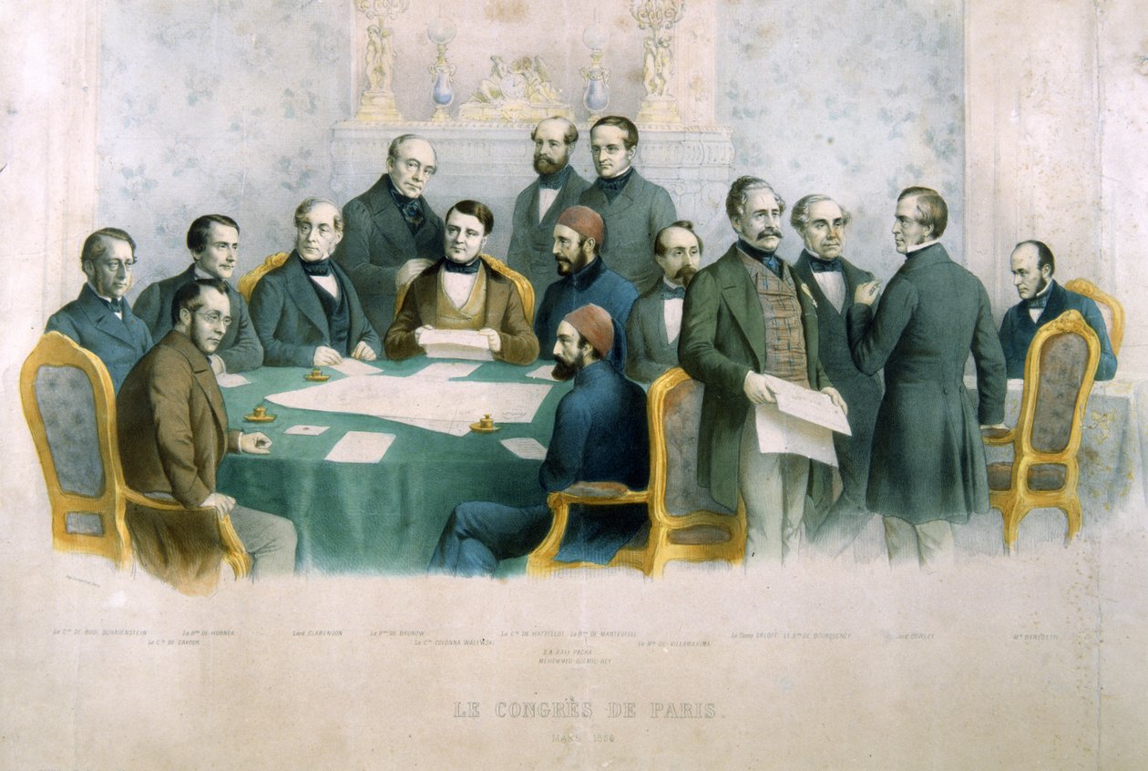El Congreso de París, marzo de 1856, ilustración de La Historia de Italia de Italian School