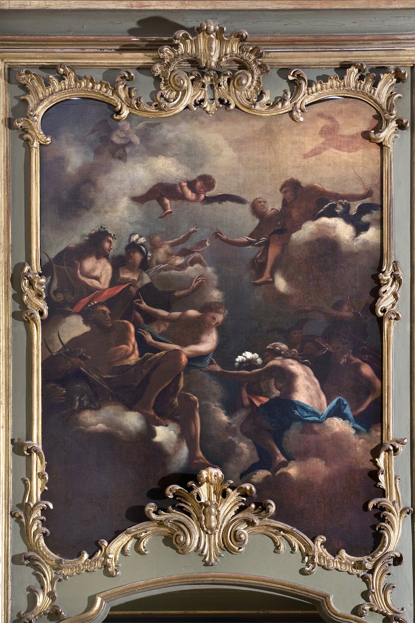 El Consejo de los Dioses: Zeus en el Olimpo rodeado de divinidades. Pintura de la Escuela Italiana (siglo XVIII) de Italian School